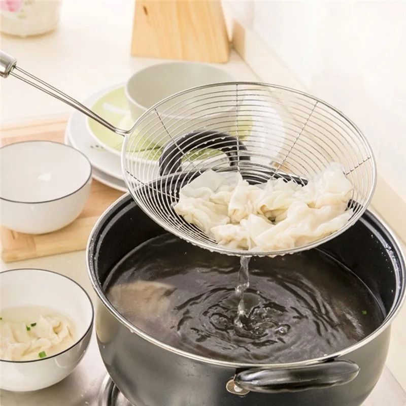 Stainless Steel Wire Mesh Skimmer Spoon Heat Resistant Frying Strainer Scoop
