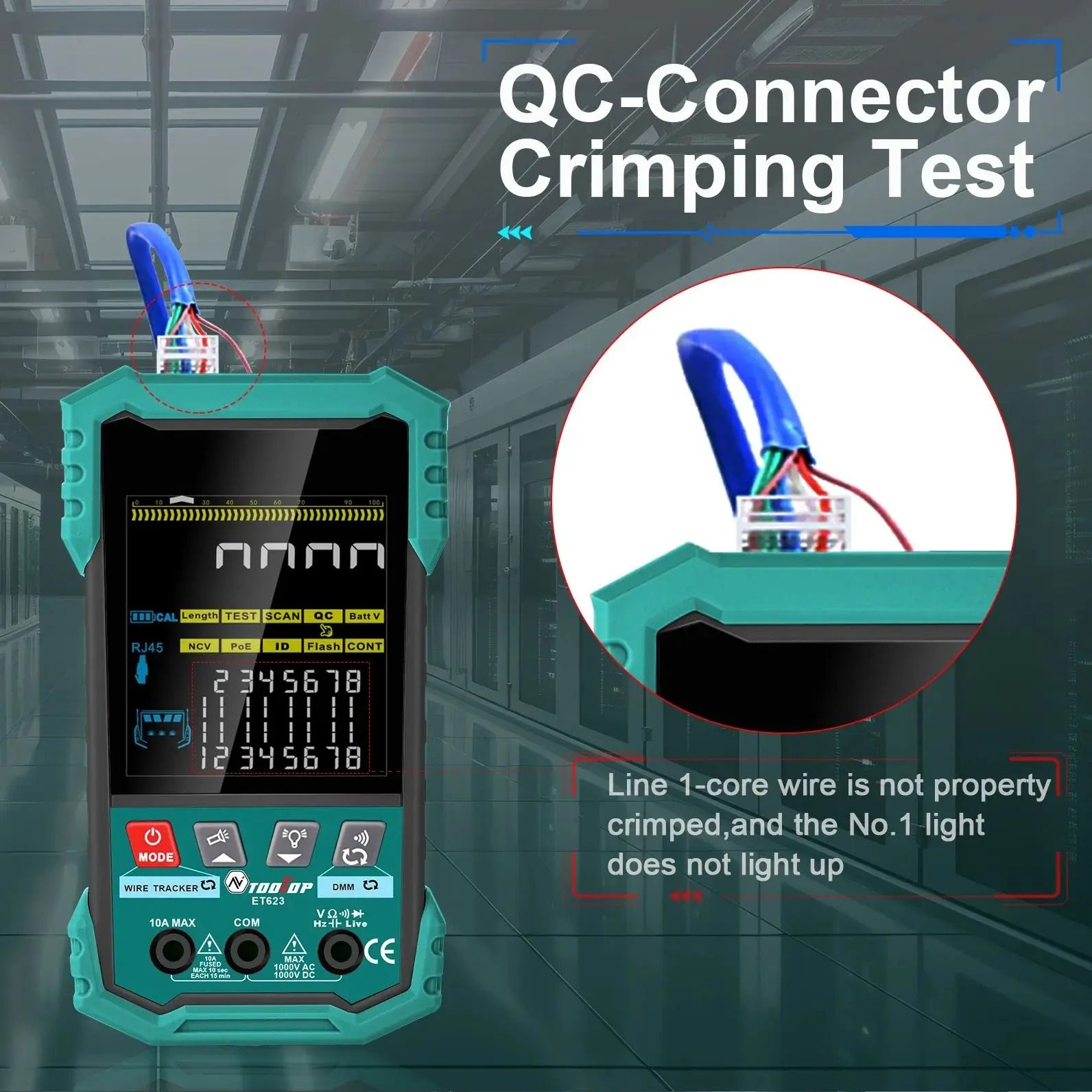 TOOLTOP ET622 Network Cable Tester POE Breakpoint Detector