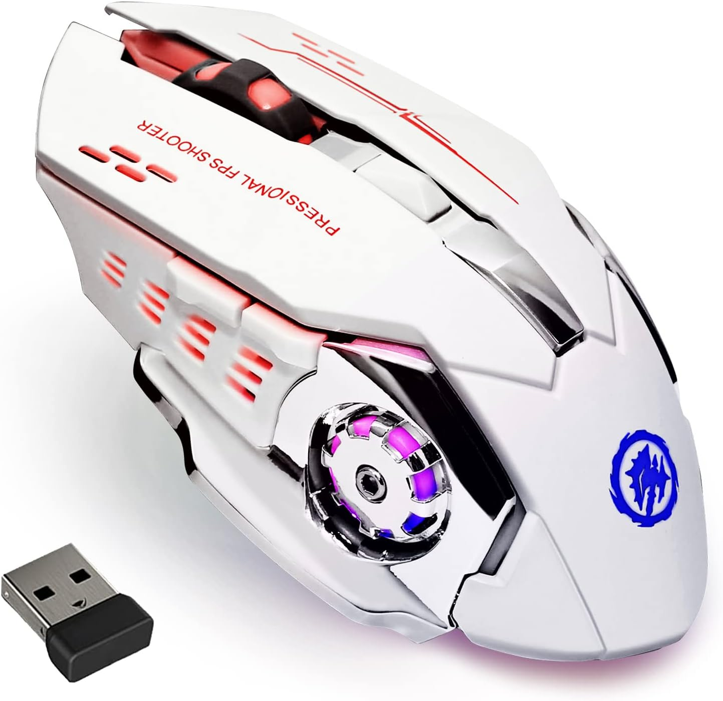 Wireless Gaming Mouse with Rechargeable Battery, Silent Bluetooth, Backlight PC Gamer Mouse, USB Mechanical Mouse