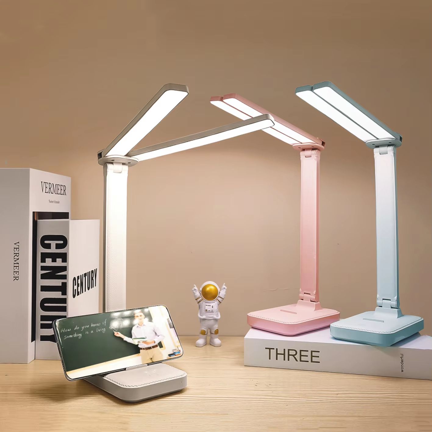 Rechargeable Foldable LED Desk Lamp with Touch Dimming and Eye Protection