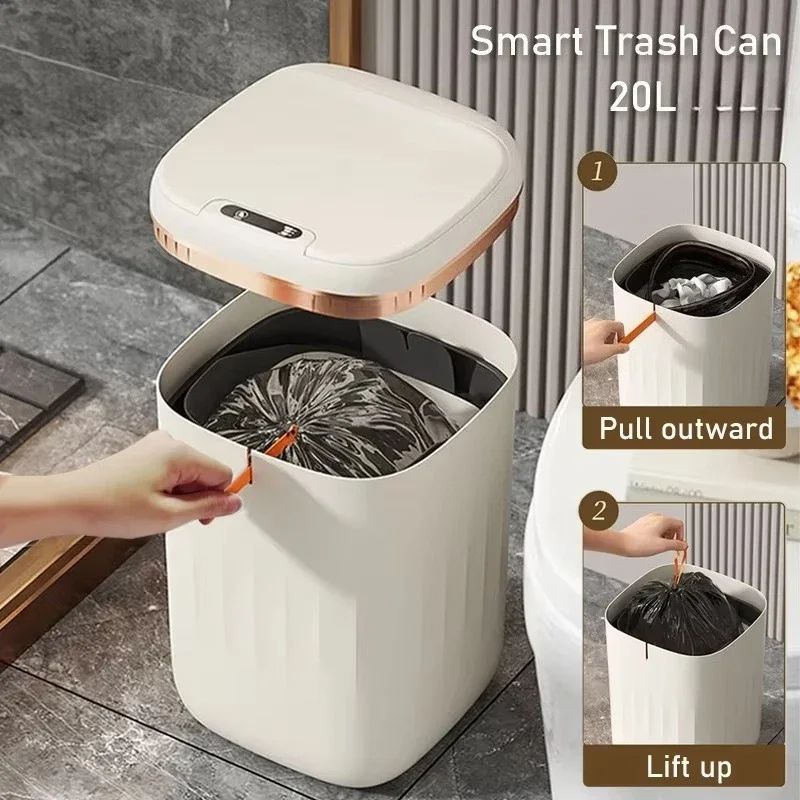 SmartSense 5.3 gal Automatic Sensor Trash Can – Waterproof Touchless Kitchen & Bathroom Waste Bin