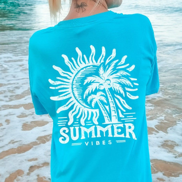 Summer Vibes Shirt, Trendy Summer Shirt, Front and Back Design, Retro Summer Shirt, Summer Vacation tshirt,