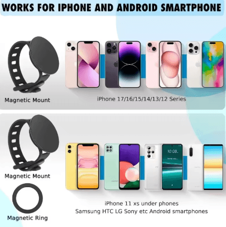 2024 Magnetic Wrist Phone Holder Dual Side Strong Grip Universal Phone Mount
