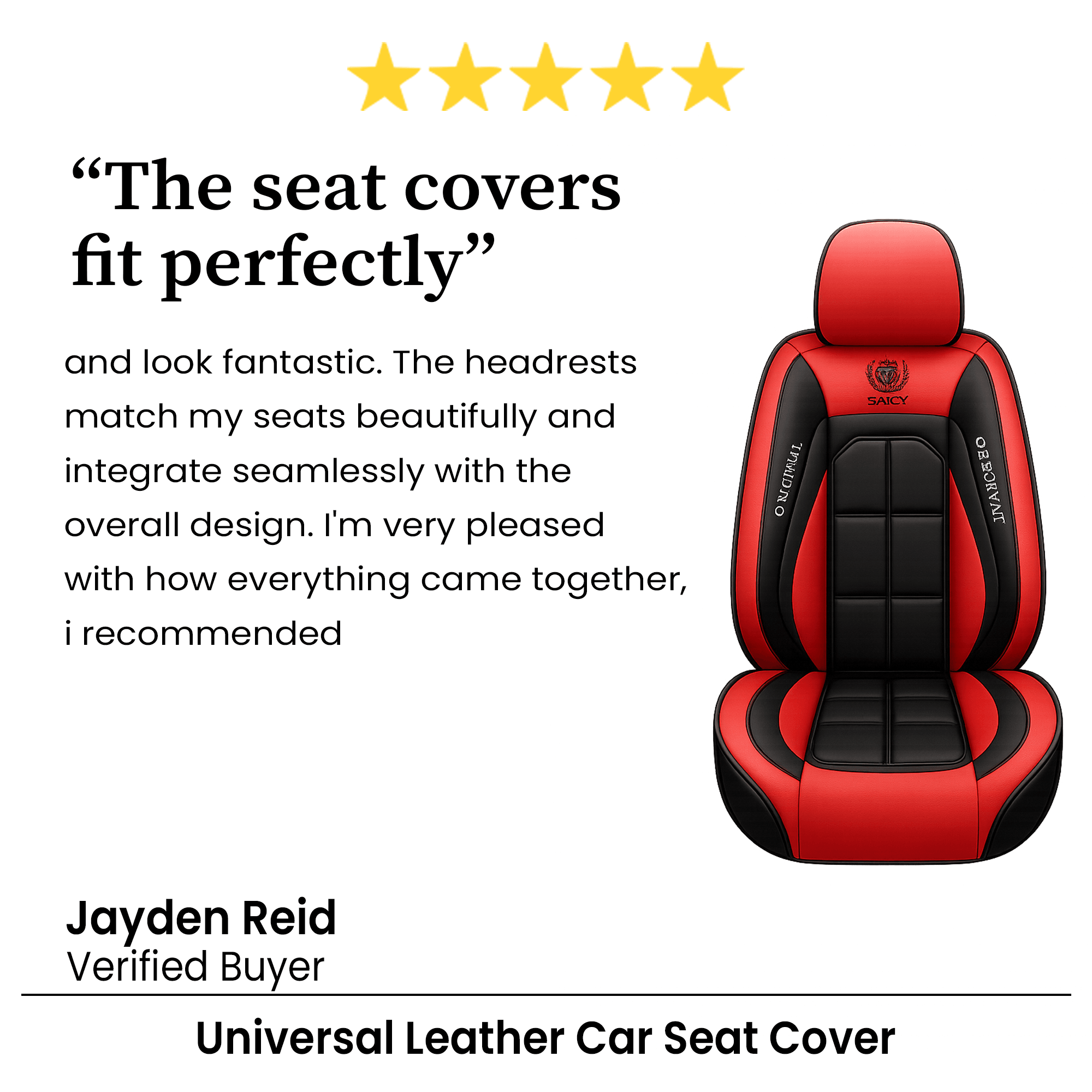 Universal Leather Car Seat Cover All Season Driver and Passenger Protection Pad
