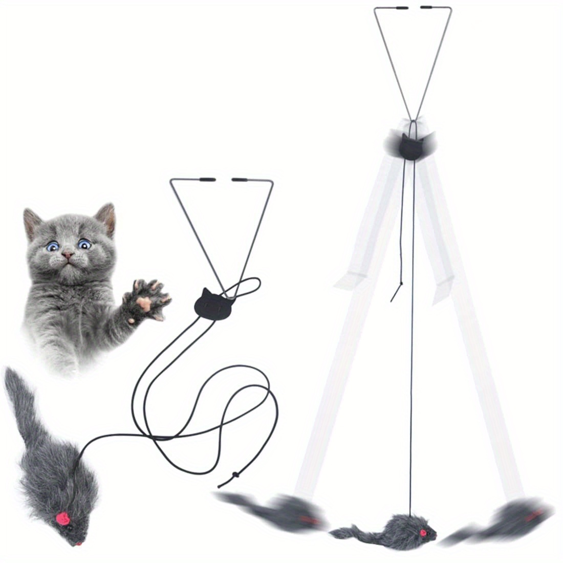 Interactive Door Hanging Cat Toy Self Play Kitten Hanging Toy for Indoor Cats