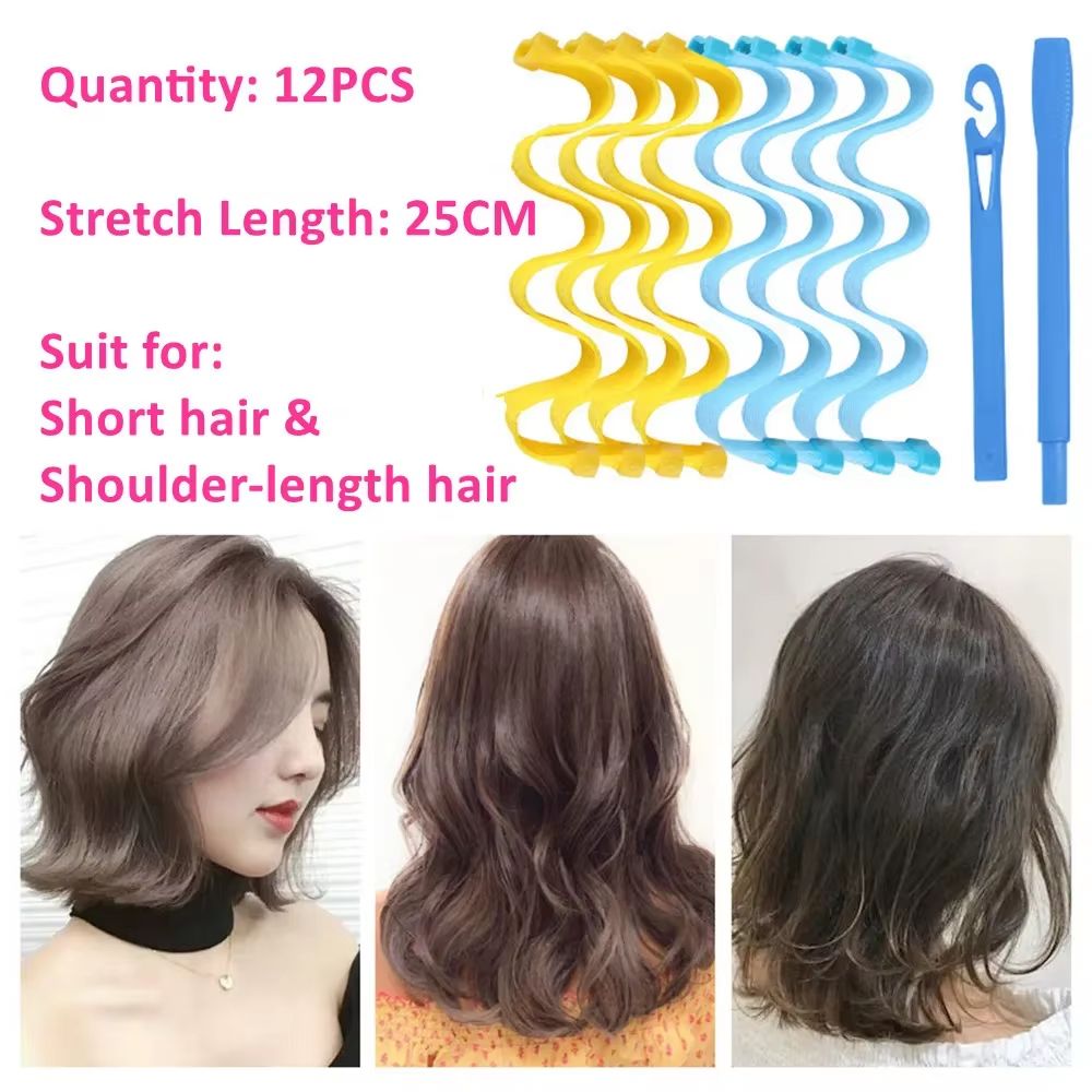 12 Piece Heatless Hair Curlers Soft Curling Rod Set
