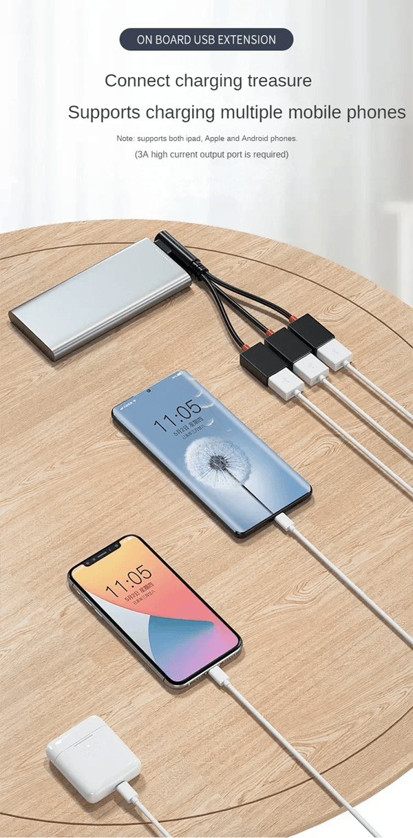 2 Port Car USB Splitter Cable Fast Charging Adapter