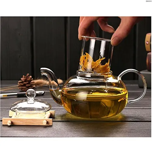 High Quality Heat Resistant Glass Tea Pot Practical Bottle Flower Tea Cup Glass Teapot with Infuser Tea Leaf Herbal