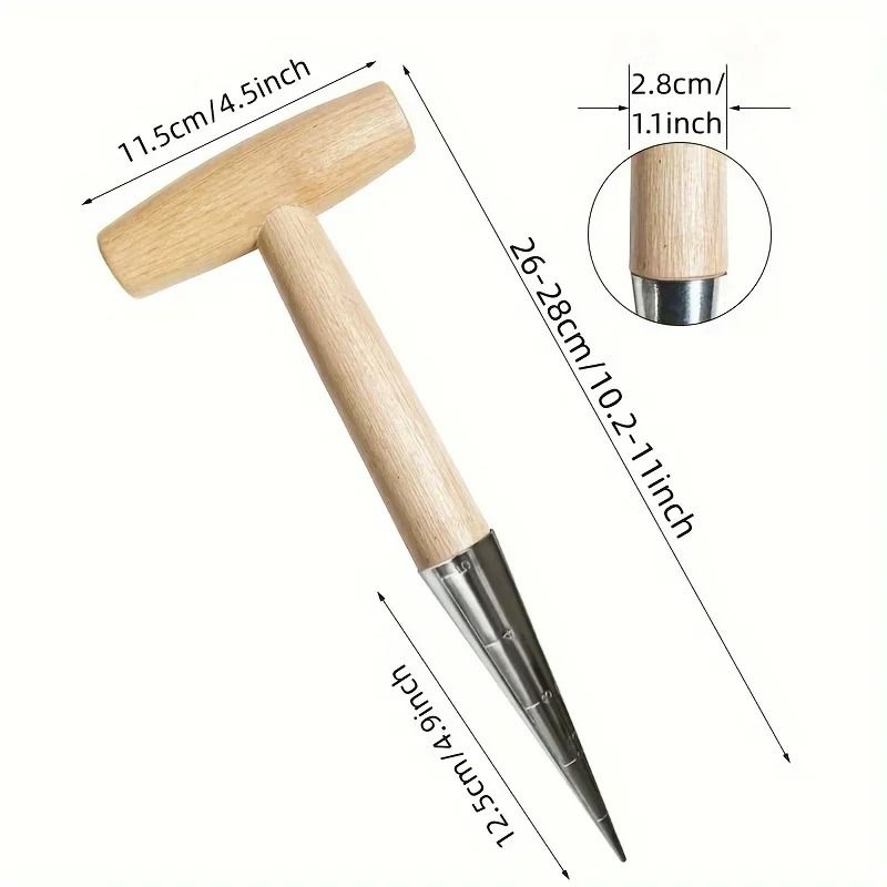 Heavy-Duty Stainless Steel T-Handle Garden Dibber and Seed Hole Puncher