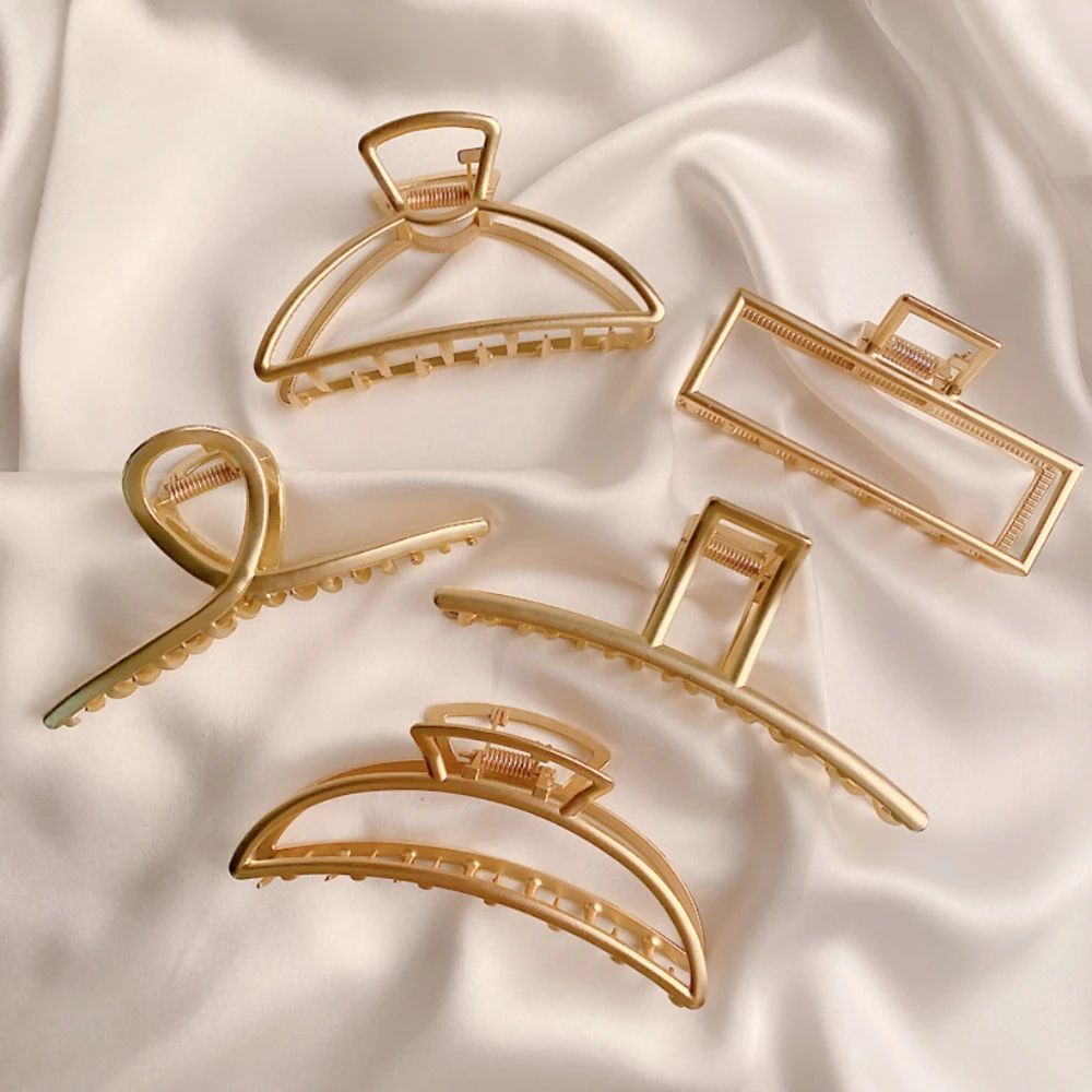 Gold Color Hollow Geometric Hair Clips for Women, Metal Hair Claw Cross Hairclip Headband Hairpin Crab Fashion
