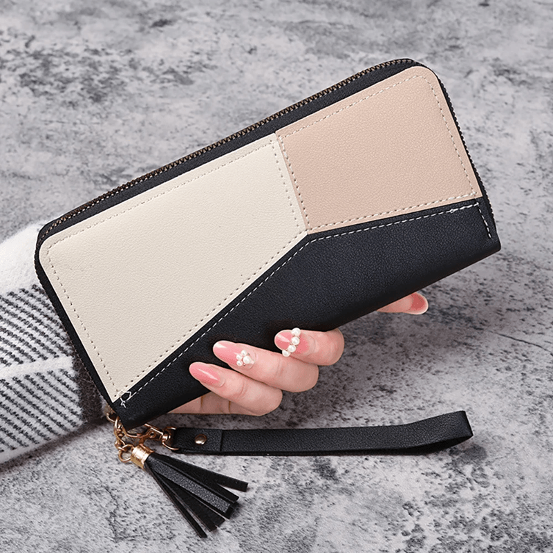 Large Capacity Womens Wallet with Phone Holder and Wrist Strap