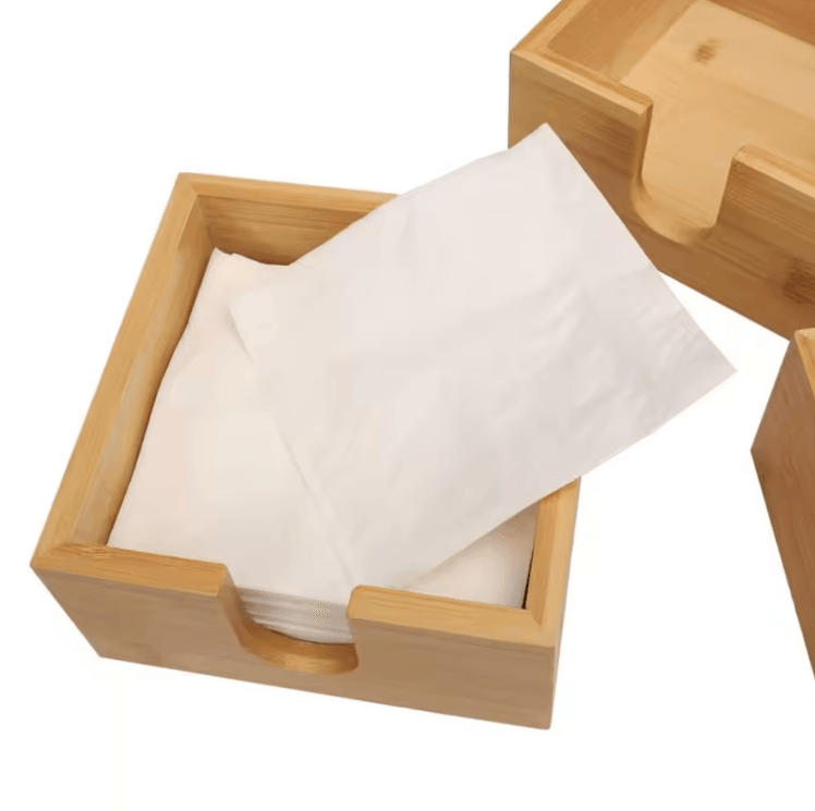Bamboo Tissue Box & Napkin Organizer – Multi-Function Tabletop Storage Case