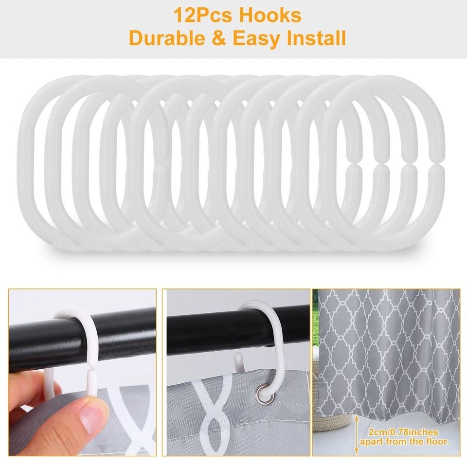 Polyester Shower Curtain, Waterproof Bathroom Drapes, Mildew-Resistant with Eco-Friendly Material