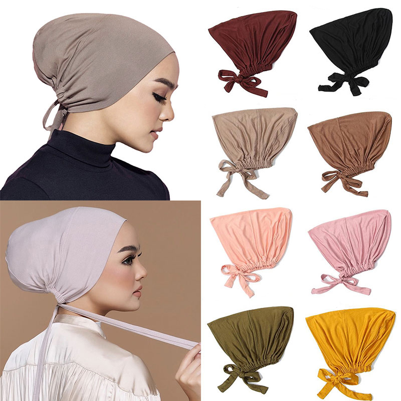 Soft Modal Muslim Turban Hat Comfortable Inner Hijab Cap for Women