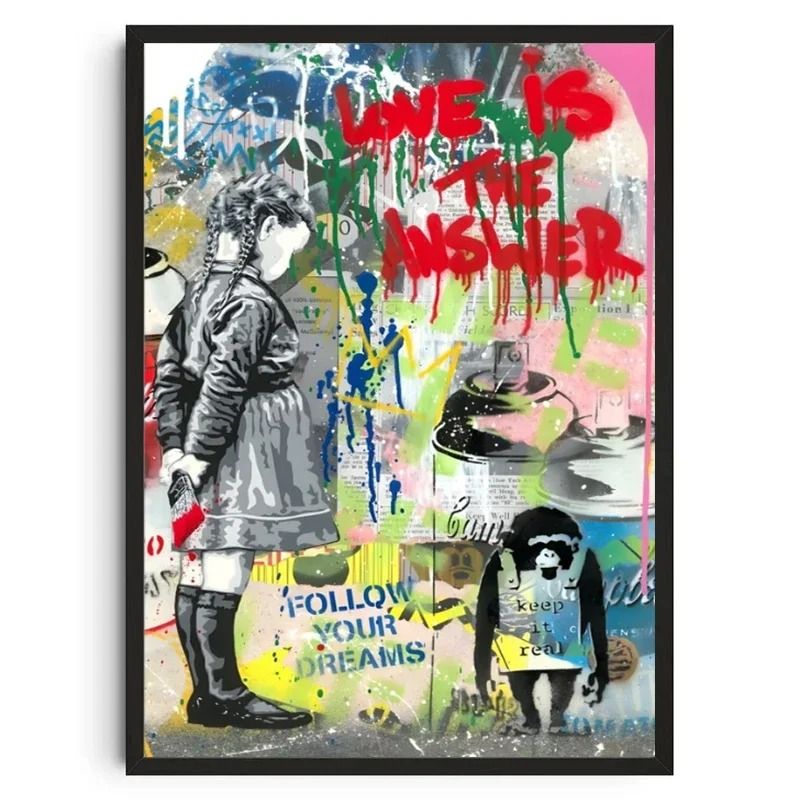 Banksy Graffiti Art Poster – Street Art Series Canvas Mural – Modern Banksy Image Wall Art