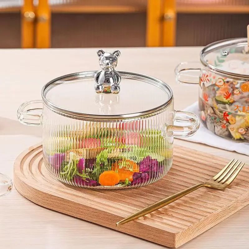 ClearView Heat-Resistant Glass Saucepan with Lid & Dual Handles