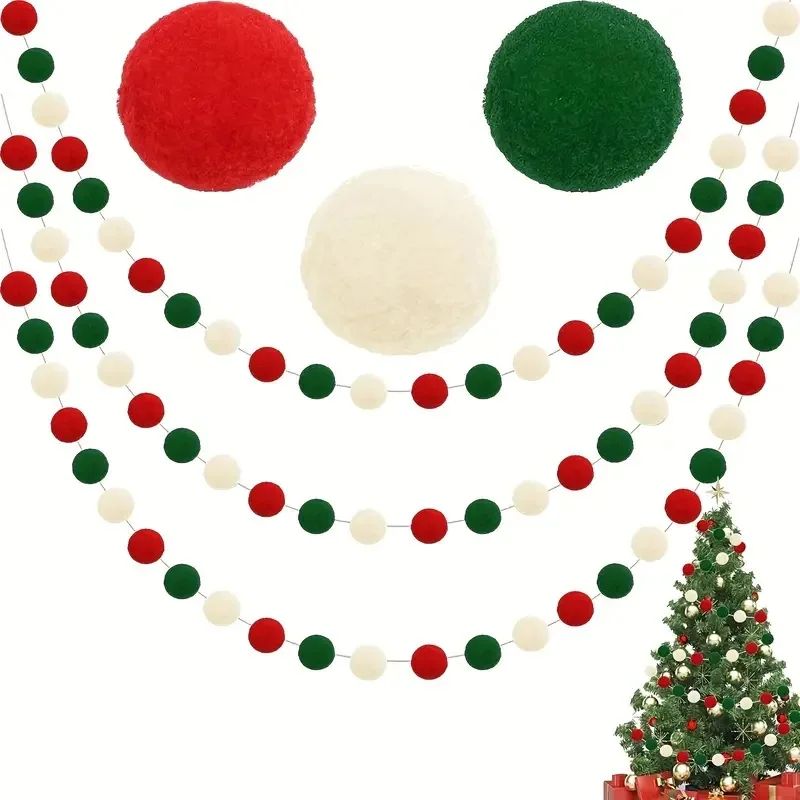 Christmas Hanging Pom Pom Ball Set