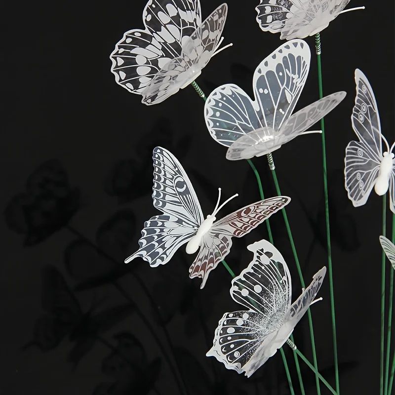 10-Pack Butterfly Garden Stakes Waterproof PVC 3D Outdoor Butterfly Decorations for Yard, Pots, Weddings