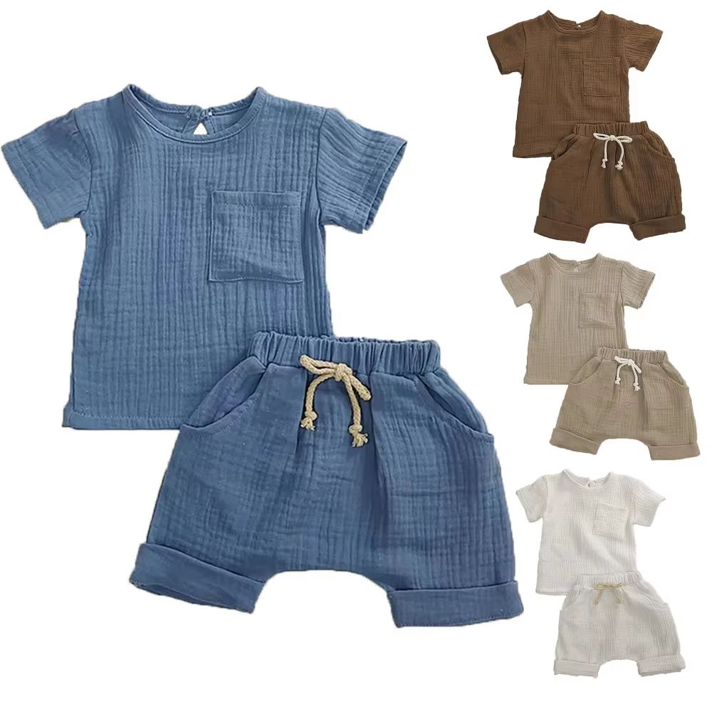 2-Piece Baby Outfit Set in Soft Cotton, T-Shirt and Shorts Newborn Clothes
