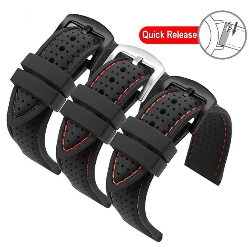 Soft Silicone Rubber Watch Strap 20mm 22mm 24mm Waterproof Sport Wrist Band