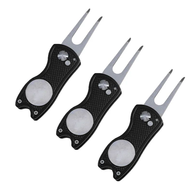 Foldable Golf Divot Repair Tool with Groove Cleaner