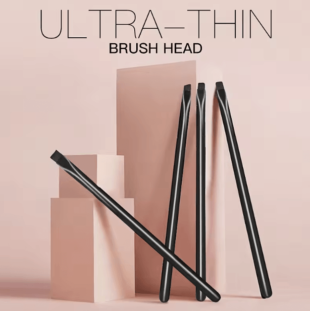 4 Piece Ultra Thin Angled Eyebrow and Eyeliner Brush Set for Precision Detail Makeup