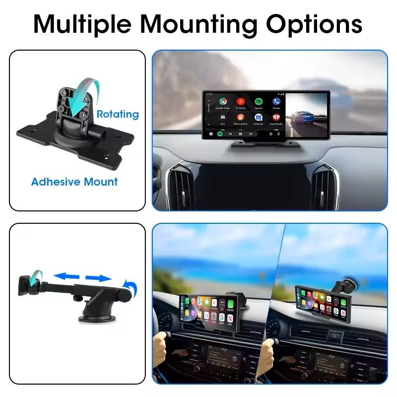 10.26 Inch 4K Smart Dash Cam Mirror with CarPlay Android Auto and GPS