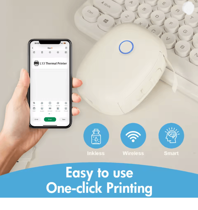 Mini Portable Wireless Label Maker Inkless Thermal Pocket Printer