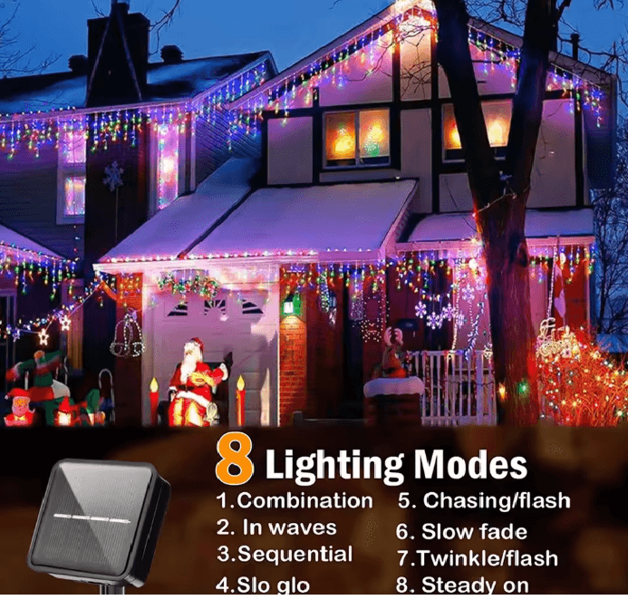 SolarGlow Icicle Holiday Lights