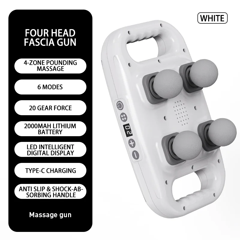 Professional Grade Wireless Waist Massage, Four Head Fascia Gun, Back Deep High Frequency Muscle Relaxation