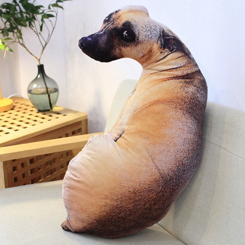 Lifelike Animal Dog Printed Throw Pillow, Cute Bend Dog Head Cosplay, Funny Toy Cushion for Home, Children Favorite
