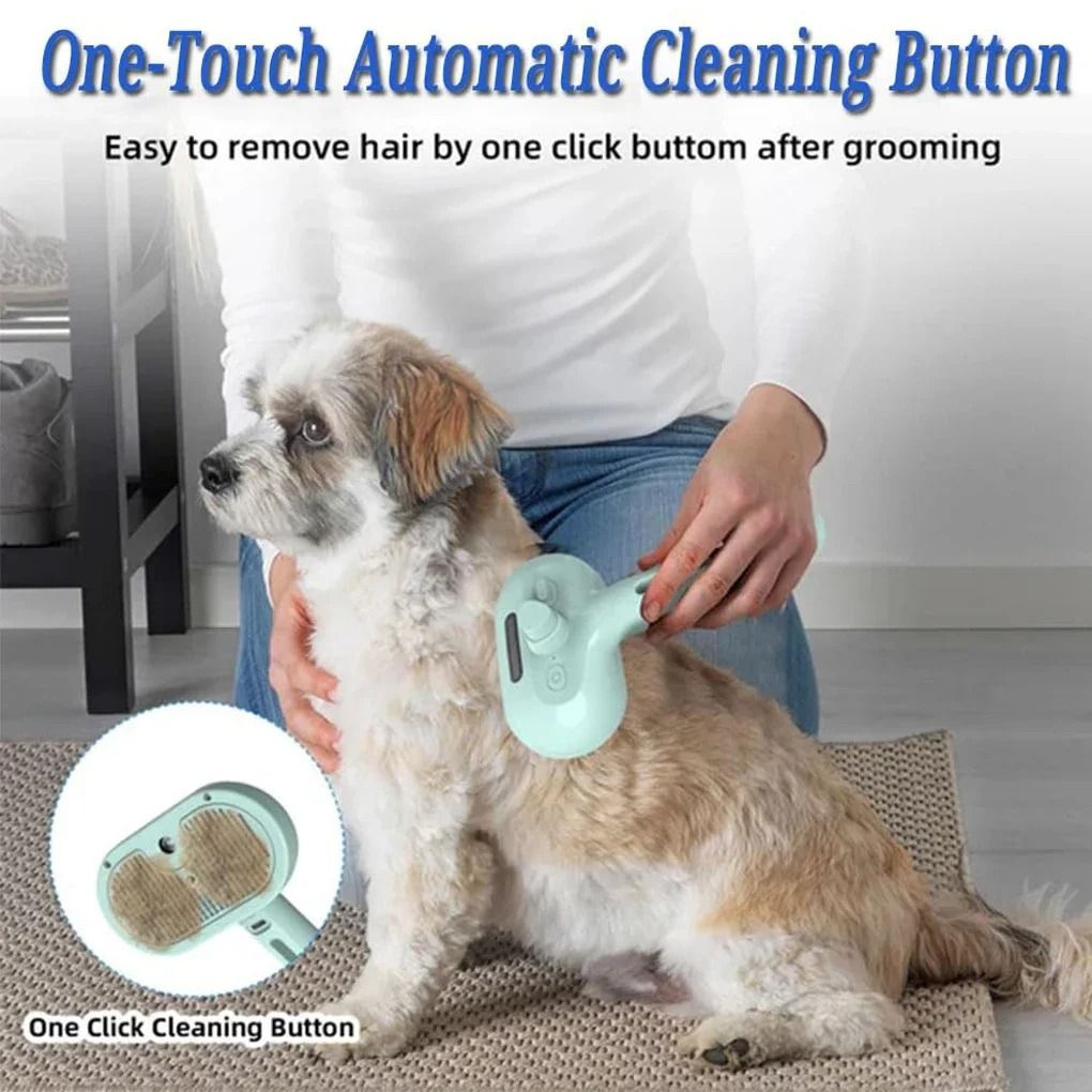 Steam Spray Dog Grooming Brush with Gentle Massage and De Shedding Care