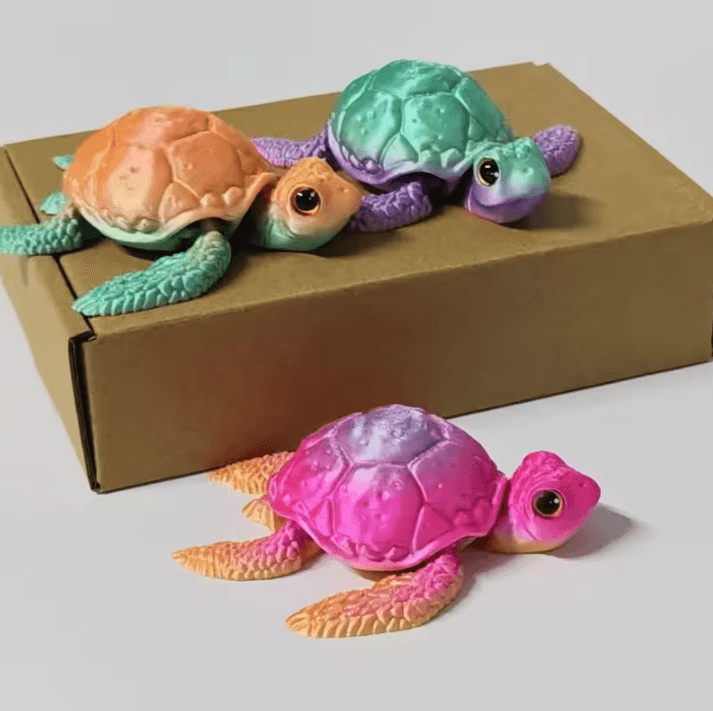 Set of 3D Printed Turtle Figurines with Movable Joint Desk Ornaments Creative Desktop Decorations and Holiday Gifts