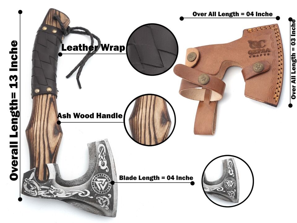 Custom Viking Bearded Axe | 20 Inch High Carbon Steel Camping & Wood Cutting Axe | Solid Wood Handle Axe