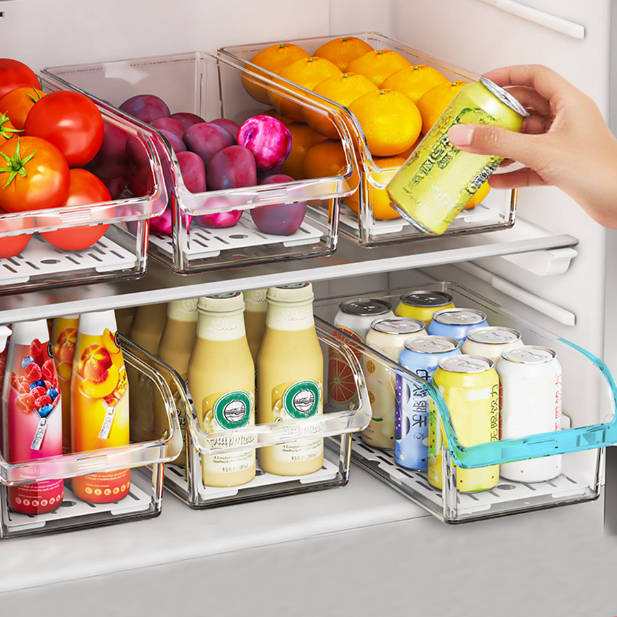 Clear Fridge Organizer Bins, Refrigerator Organizer for Food, Vegetables, Drinks, Fridge Storage Containers for Fruit