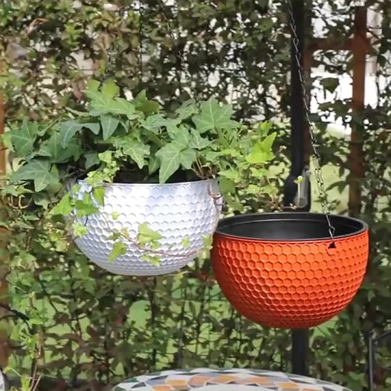Hanging Basket Planter Premium Round Plastic Garden Pot with Drainer & Chain for Hanging Flowers