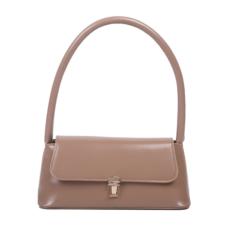 Elegant Mini Top Handle Bag Classic Rectangular Purse Sleek Leather with Gold Clasp