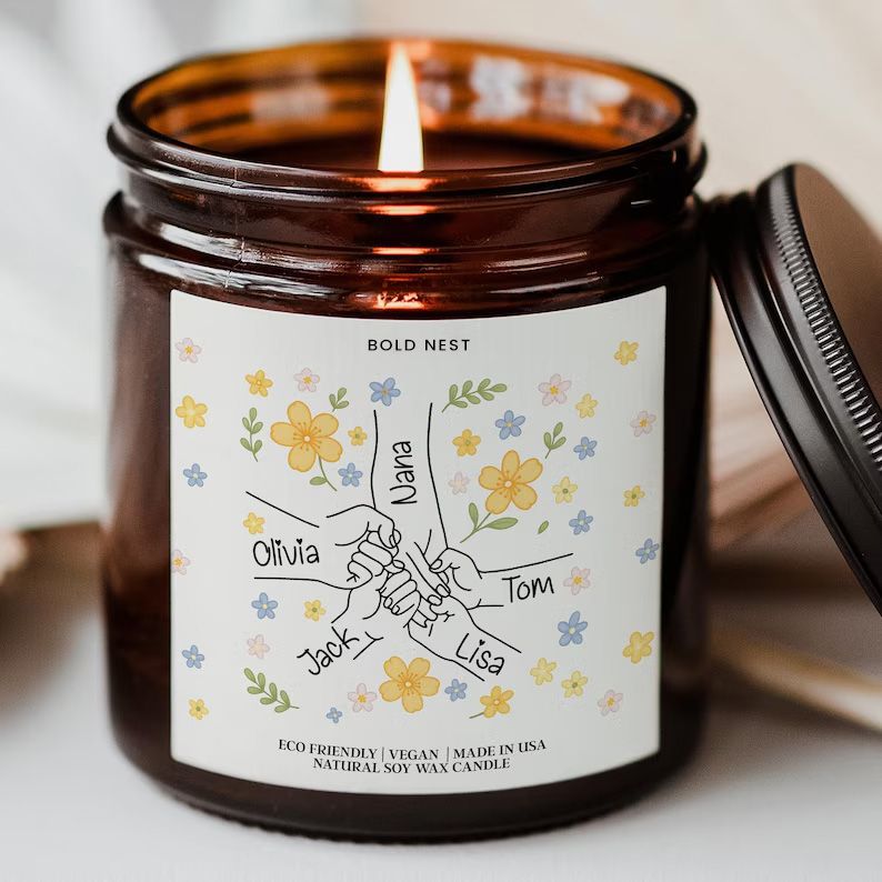 Our First Mothers Day Candle – Personalized New Mom Gift, Custom Name Scented Keepsake Candle for First-Time Mom