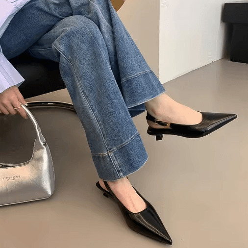 Summer Pointed Toe Slingback Mules – Elegant Low Heel Party Sandals