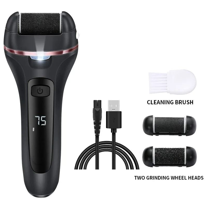 Electric Callus Remover Rechargeable Foot File Grinder Pedicure Machine with 3 Quartz Heads