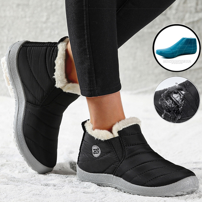 Winter Boots Fur Shoes Women, Women Boots Waterproof, Slip On Ankle Boots Snow Botas Mujer, Short Boot