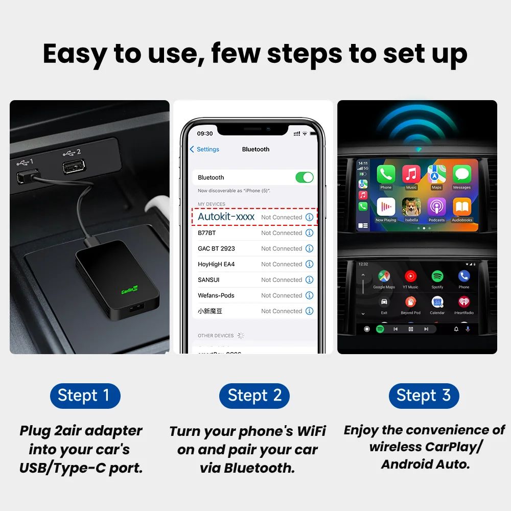 Carlin Kit 5.0 Wireless CarPlay Android Auto Adapter