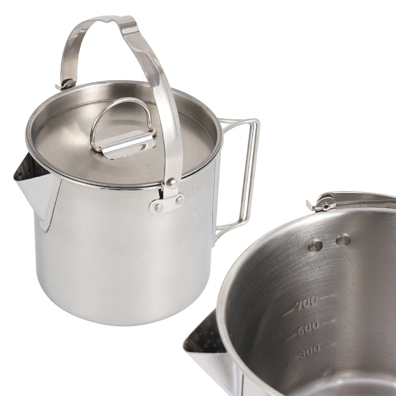 Camping Kettle Stainless Steel Outdoor Coffee Pot for Hiking & Picnic Use