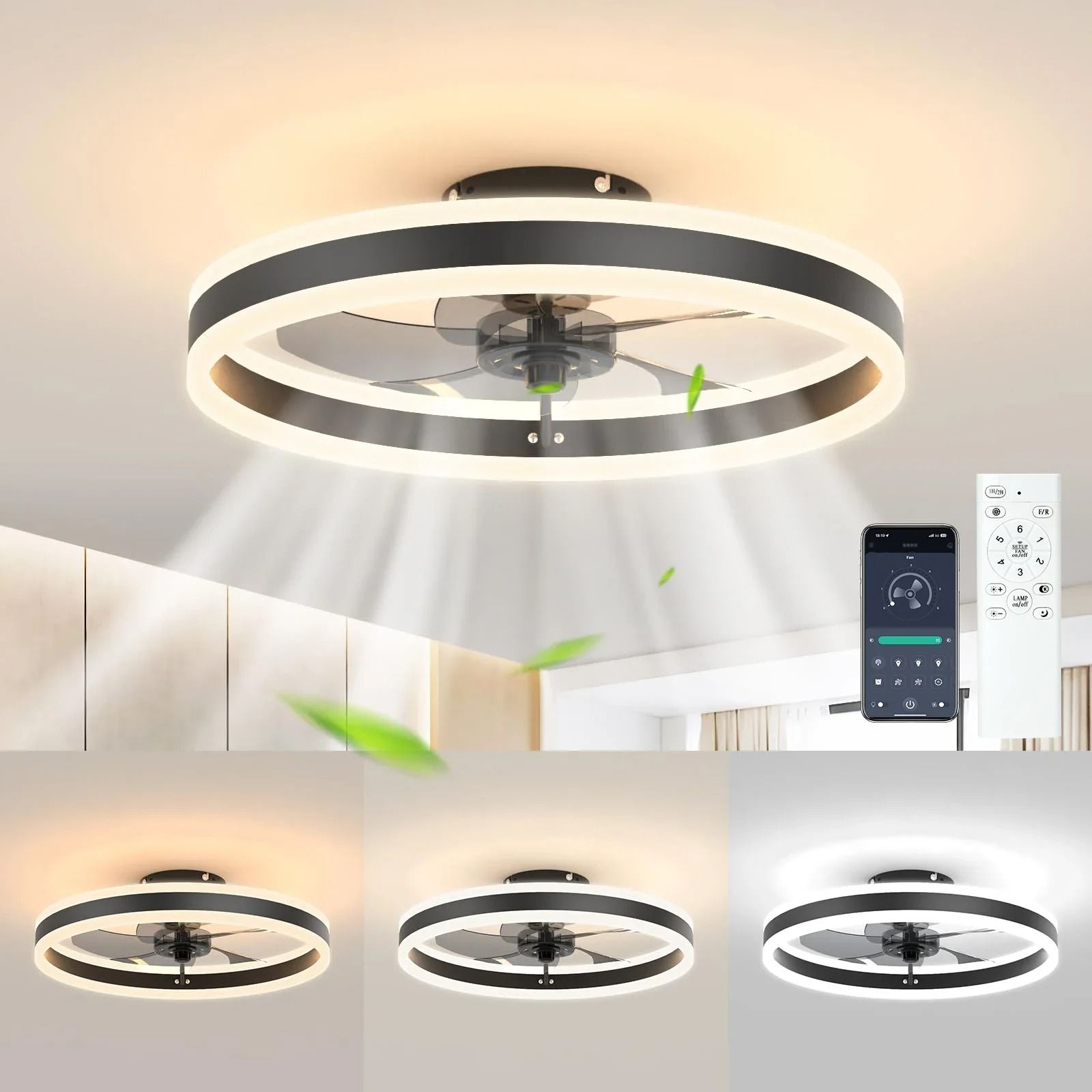 Dimmable Ceiling Fan Light Fixture with Remote
