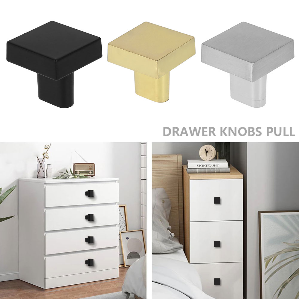 Square Cabinet Knobs Zinc Alloy Single Hole Modern Drawer Pulls