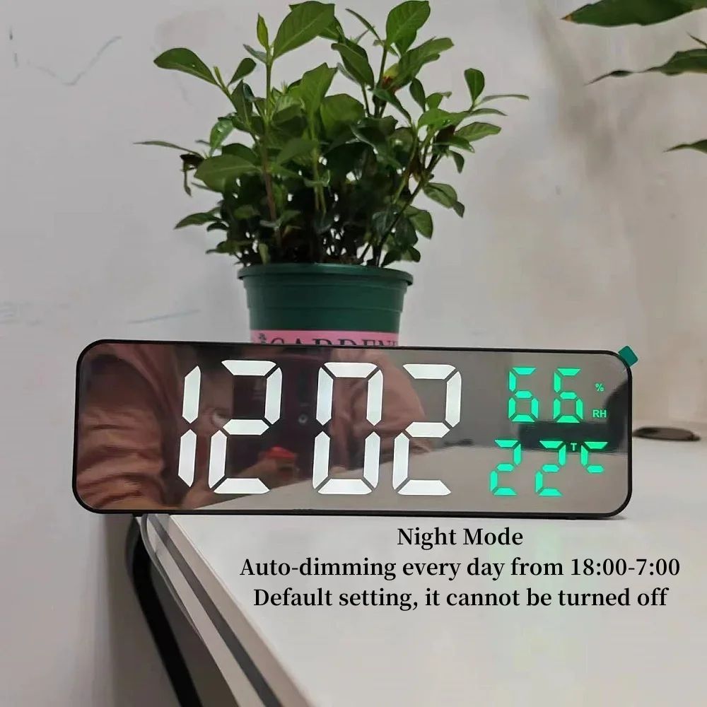 9-Inch USB Digital Wall Clock – Large LED Display with Temperature, Humidity & Alarm Function