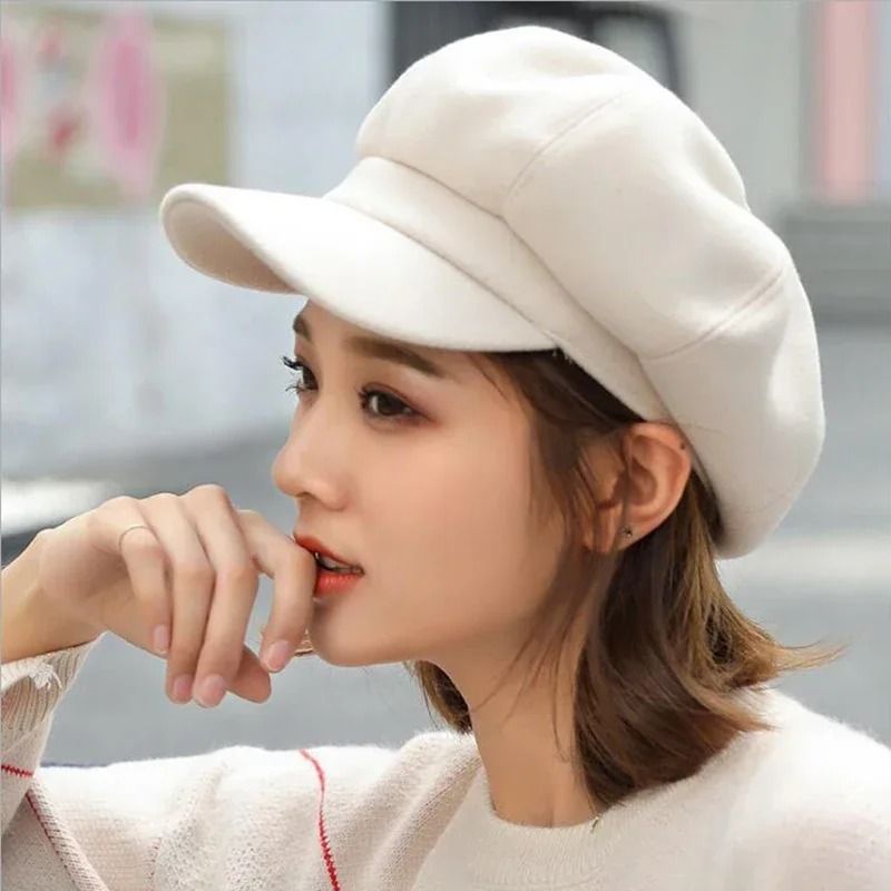 Wool Blend Octagonal Newsboy Cap – Classic Autumn & Winter Beret for Men and Women