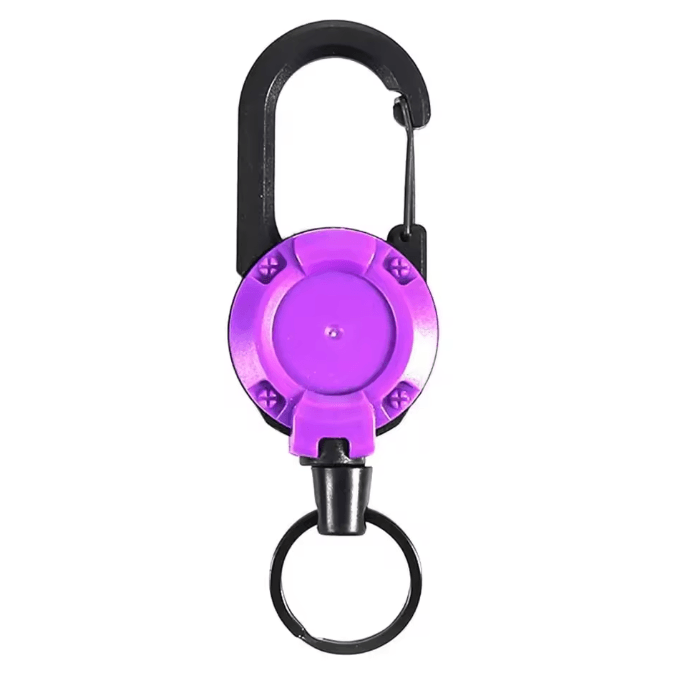 GripLock Retractable Carabiner Keychain with Steel Wire Reel