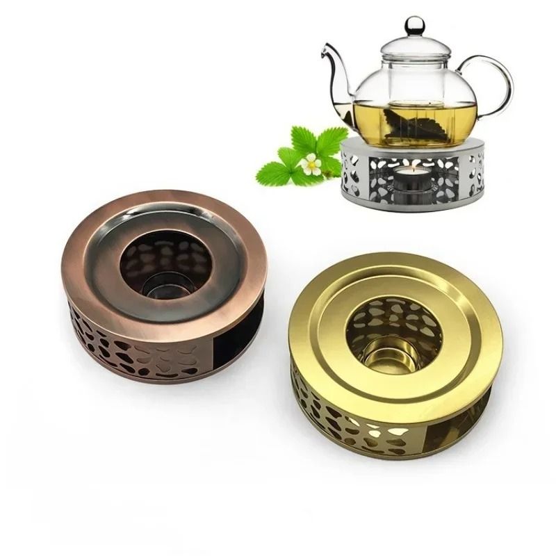Stainless Steel Hollow Teapot Heating Base – Elegant Candle-Powered Warmer for Ceramic & Coffee Pots
