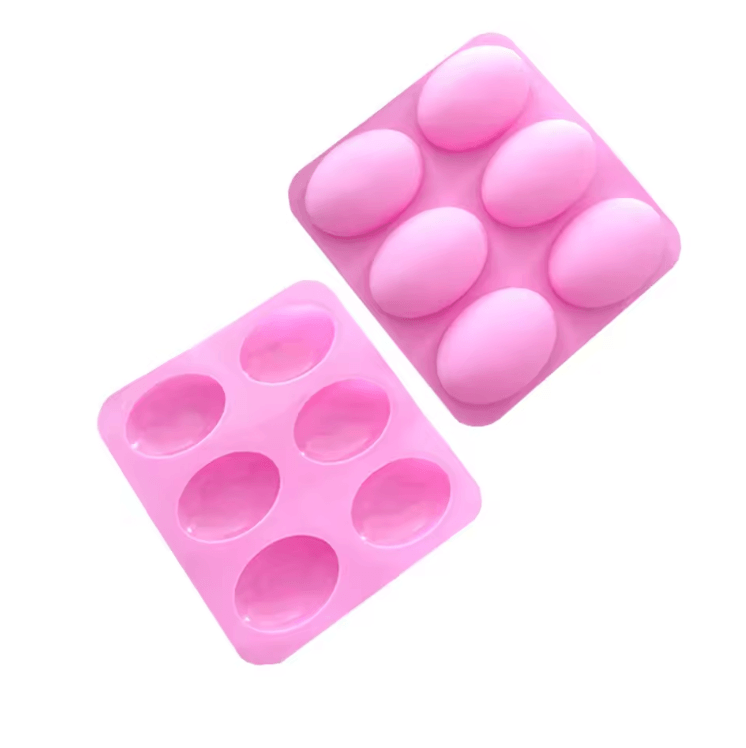 6 Cavity Oval and Rectangle Silicone Soap Mold for DIY Handmade Crafts and Baking